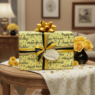 Black Musical Happy Birthday Wrapping Paper