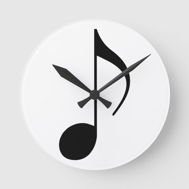 black musical-note round clock (Front)