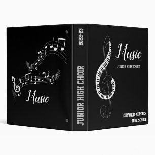 Black Musical Notes Choral Music 3 Ring Classeur