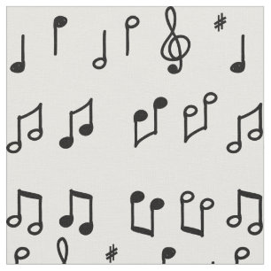 Black Musical Notes line art Fabric