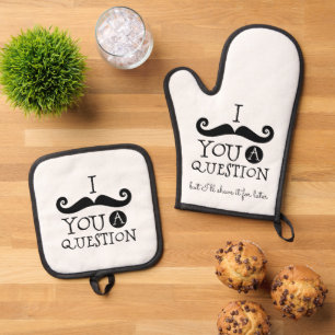 Black Mustache Humor Oven Mitt & Pot Holder Set