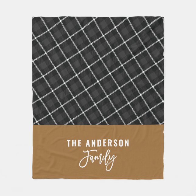 Black mustard modern minimal rustic fall winter fleece blanket (Front)