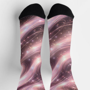 Black & muted blush space patterns AI art Socks