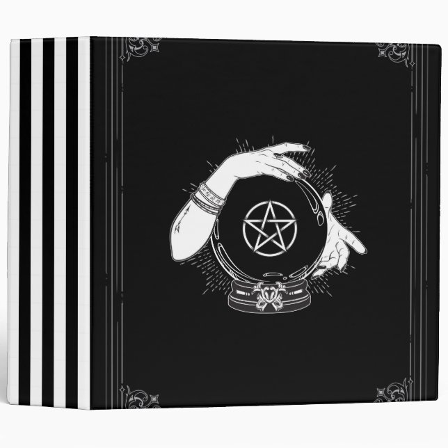 Black Mystic Fortune Teller Mystical Crystal Ball Binder (Front/Spine)