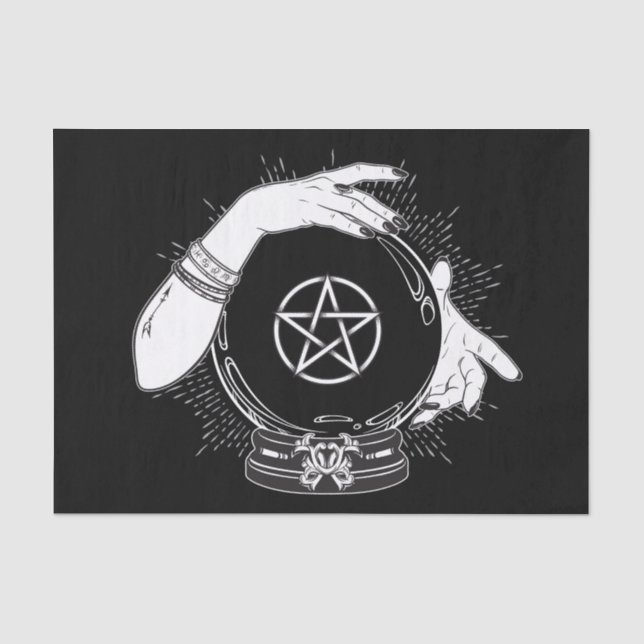 Black Mystic Fortune Teller Mystical Crystal Ball Tissue Paper (Front)