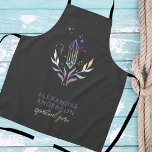 Black Mystical Holographic Spiritual Crystals  Apron<br><div class="desc">Bring intention and style into your daily rituals with this custom spiritual crystal apron, designed for modern mystics, holistic professionals, and creative souls. Featuring a luminous crystal and botanical illustration accented with subtle celestial details, this apron blends mystical symbolism with a clean, contemporary aesthetic. Perfect for spiritual practitioners, wellness coaches,...</div>