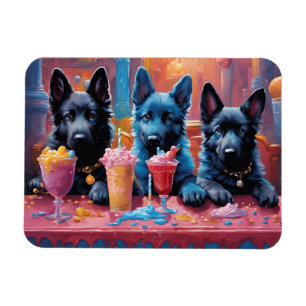 Black N Blue German Shepherd Puppies N Milkshakes Magnet