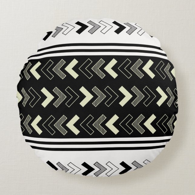 Black N White-Arrow Designed Throw Pillow (Front)