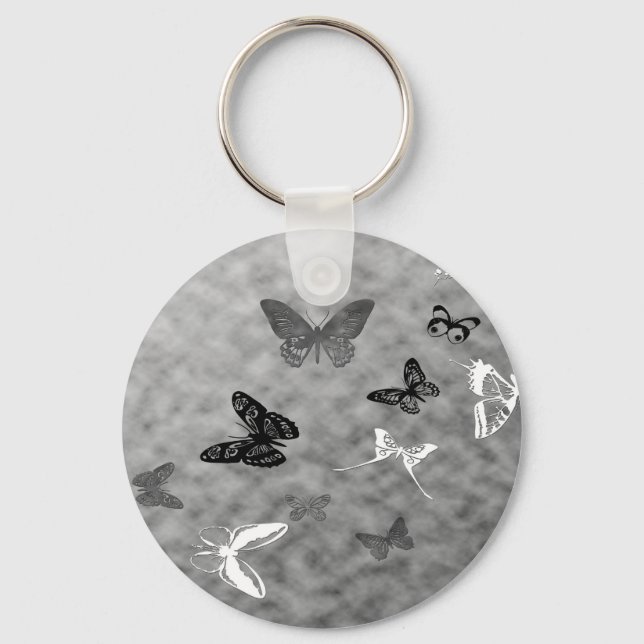 Black n White Butterflies Keychain (Front)
