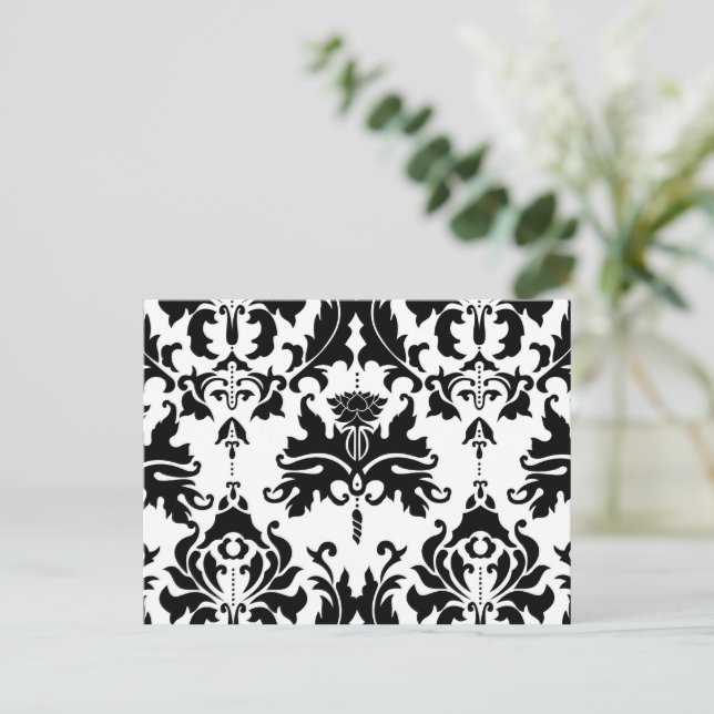 Black-n-White Damask Postcard (Standing Front)
