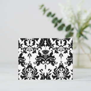 Black-n-White Damask Postcard