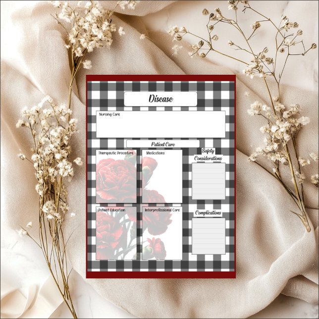 Black n White Floral Gingham_ Disease Temp 1 Notepad (Creator Uploaded)