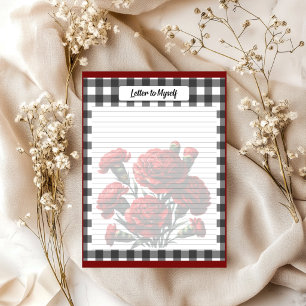 Black n White Floral Gingham_ Letter to Myself Notepad