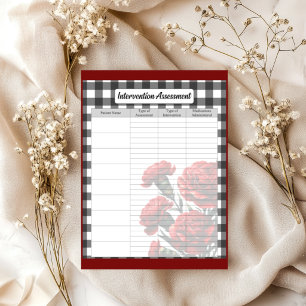 Black n White Floral_ Intervention Assessment  Notepad