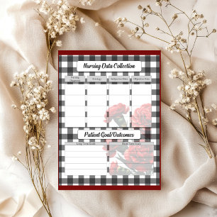 Black n White Floral_ Nursing Data Collection Notepad