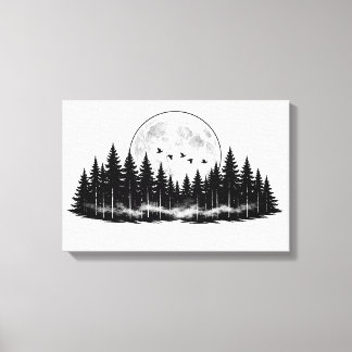 Black N White Forest Sketch, home decor 