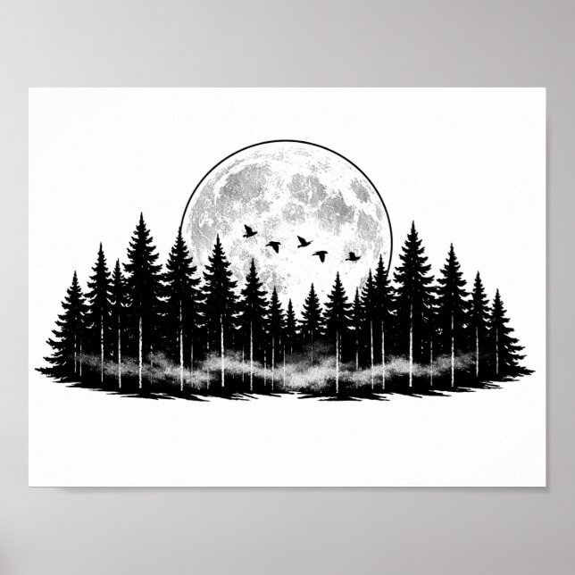 Black N White Forest Sketch, home decor  (Front)