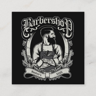 Black-n-White Hipster Square Personalize Square Business Card