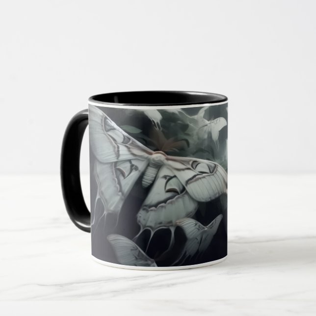 Black n White Moth Coffee Mug (Front Left)