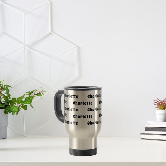 Black name pattern travel mug (Creator Uploaded)