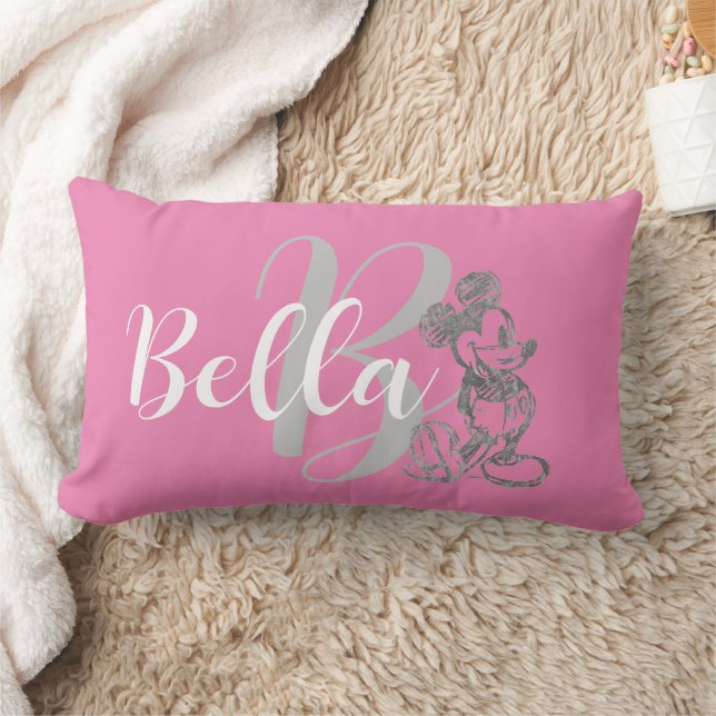 Black Name Personalised Pink Lumbar Pillow (Blanket)