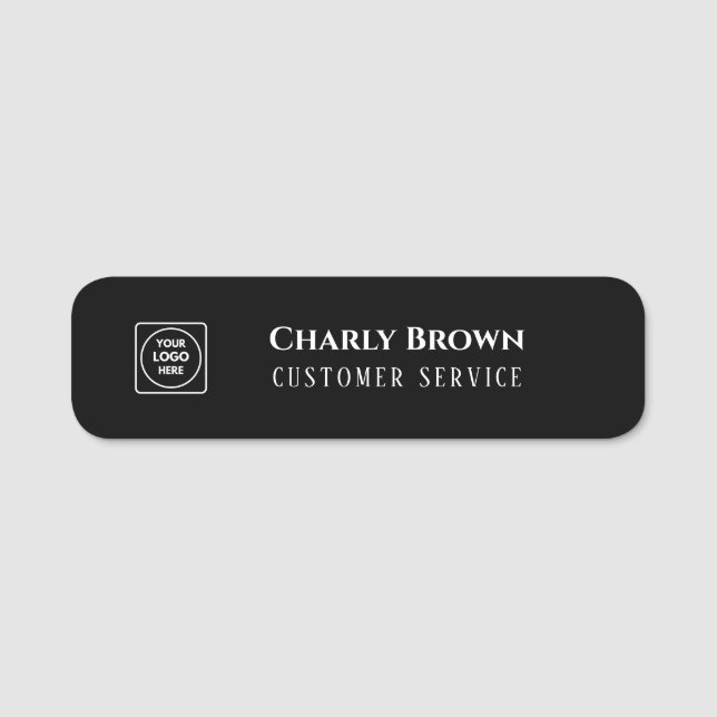 Black Name Tag | Custom Logo Employee Staff Badge (Front)