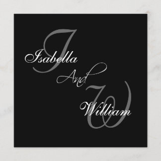 Black Names Initials Wedding Invitations