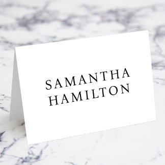 Black Names Modern Minimalist BN Name Place Cards