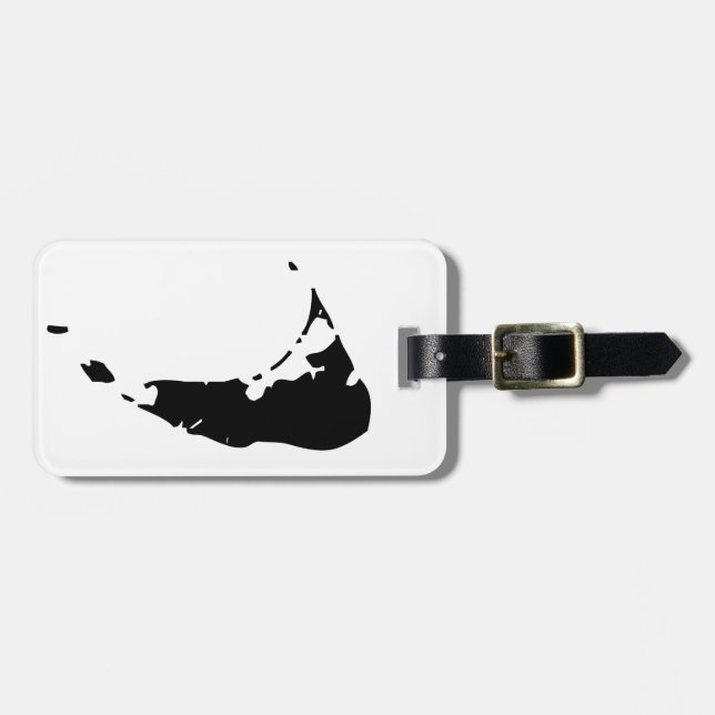 Black Nantucket Island Map Luggage Tag (Front Horizontal)