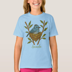 Black-Naped Monarch Nestled Among the Leaves T-Shirt