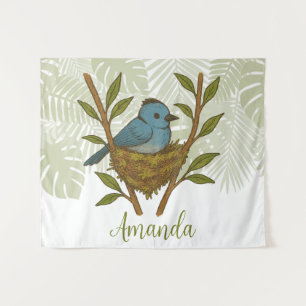 Black-Naped Monarch Nestled Among the Leaves Tapestry