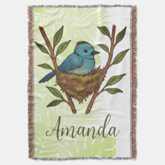 Black-Naped Monarch Nestled Among the Leaves Throw Blanket