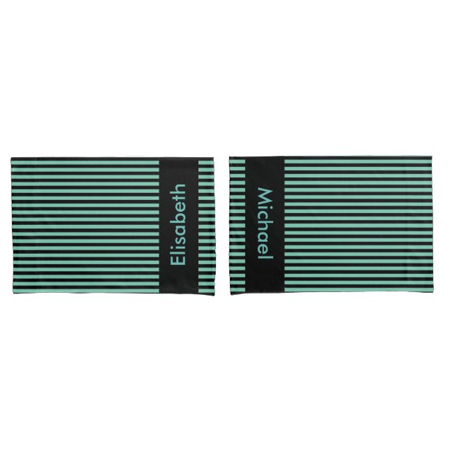Black Narrow Stripes + your backgr. colour & ideas Pillowcase (Front-Set)