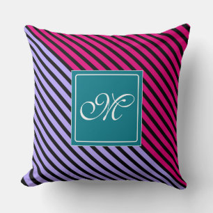 Black Narrow Stripes + your backgr. colour & ideas Throw Pillow