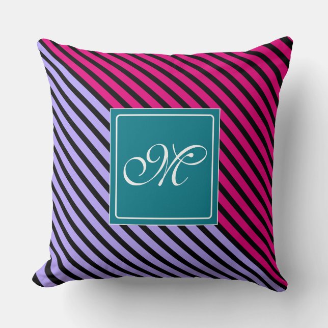 Black Narrow Stripes + your backgr. colour & ideas Throw Pillow (Front)