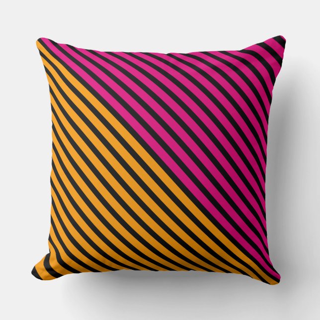 Black Narrow Stripes + your backgr. colour & ideas Throw Pillow (Front)