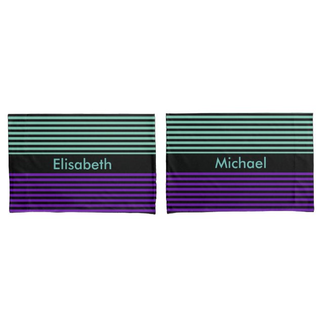 Black Narrow Stripes + your backgr. & ideas Pillowcase (Front-Set)