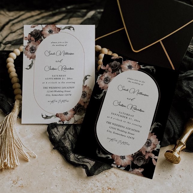 Black & Natural Floral Wedding Invitation (Creator Uploaded)