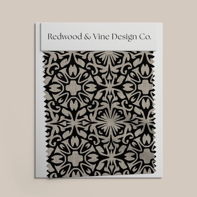 Black & Natural Mediterranean Spanish Tile Pattern Fabric (Creator Uploaded)