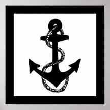 black nautical ANCHOR with rope |