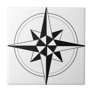 Black Nautical Compass Tile