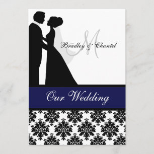 Black, Navy, and White Couple Wedding Invitation