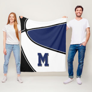 black navy blue basketball team colours boys girls fleece blanket