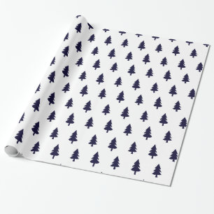 Black NAVY Minimalist PINE TREE CHRISTMAS CUSTOM Wrapping Paper