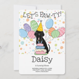 Black Neapolitan Mastiff Dog Birthday  Invitation
