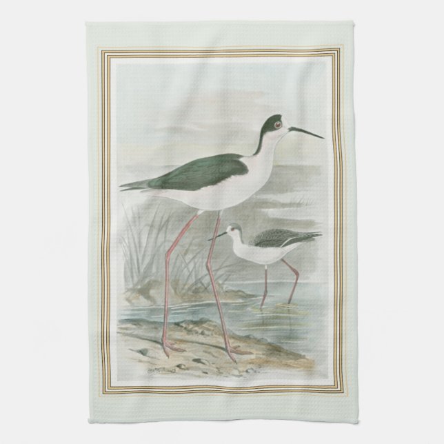 Black-Necked Stilts by the Water Kitchen Towel (Vertical)