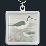 Black-Necked Stilts by the Water Silver Plated Necklace<br><div class="desc">This simple yet beautiful fine art print of two black-necked stilts standing by the water on a cloudy day will look perfect on any Zazzle product. The neutral colours are very relaxing and would make a great addition to your home or office.</div>