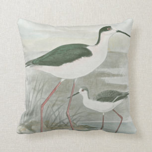 Black-Necked Stilts by the Water Throw Pillow