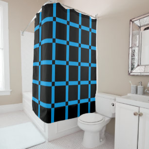Black & Neon Blue Grid Pattern