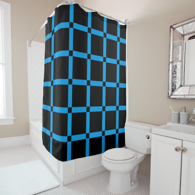 Black & Neon Blue Grid Pattern (In Situ)